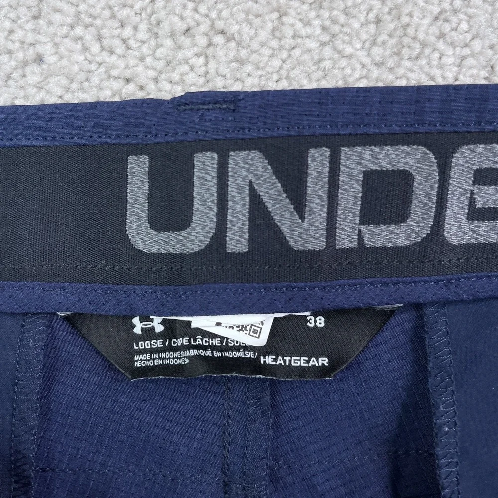 Under Armour Pants Men 38x33 Blue Airvent Pleated Performance Golf Stretch Chino